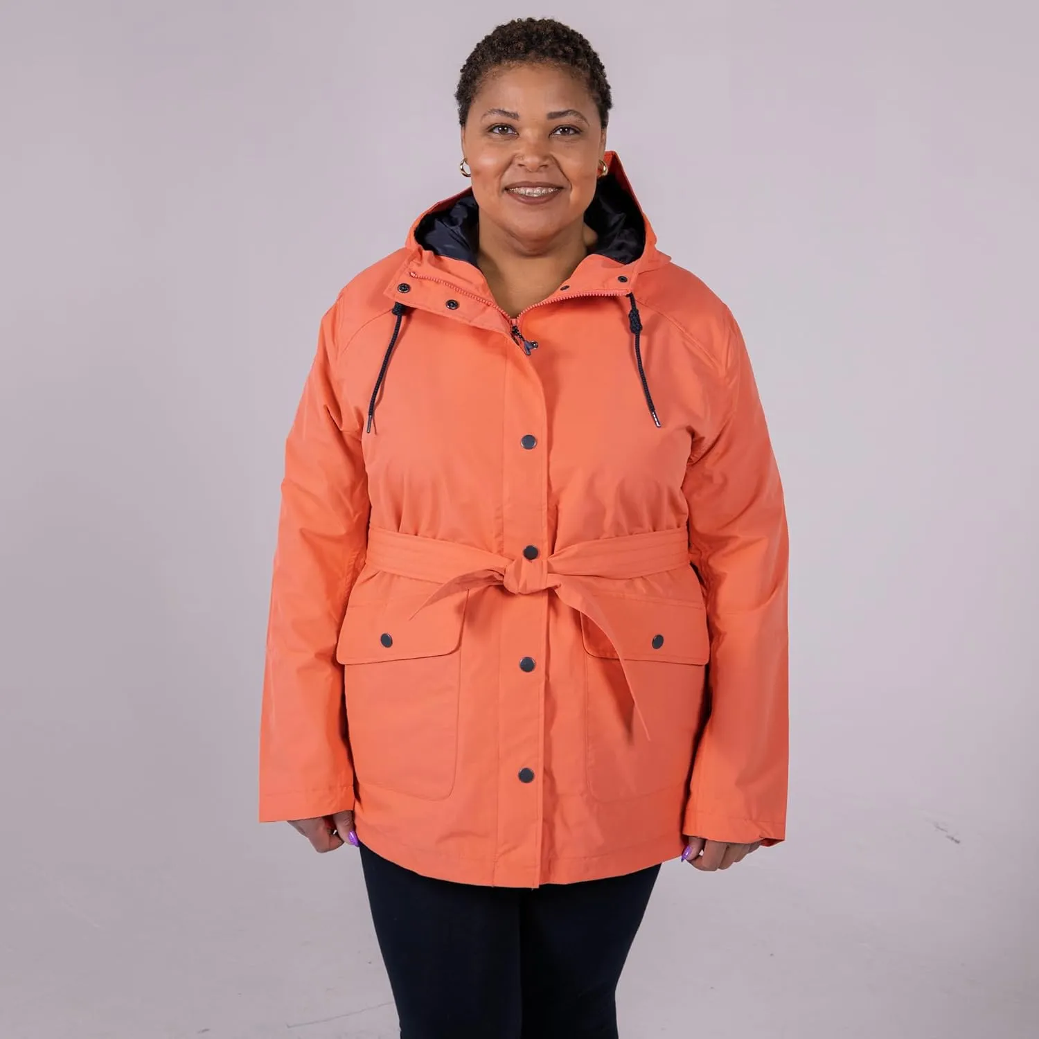 Women's Plus Size Short Trench Rain Jacket Coat