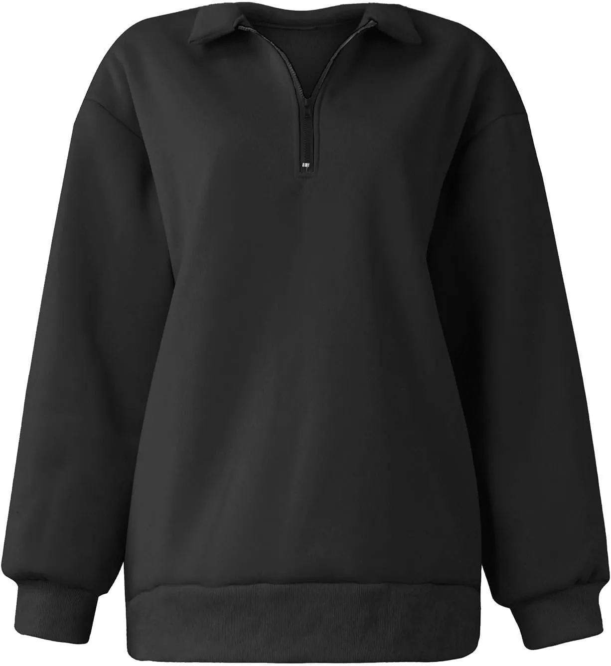 Womens Quarter Zip Trendy Sweatshirts Plain Oversized Long Sleeve Loose Fit Casual Pullover Tops Fall Y2K Clothes
