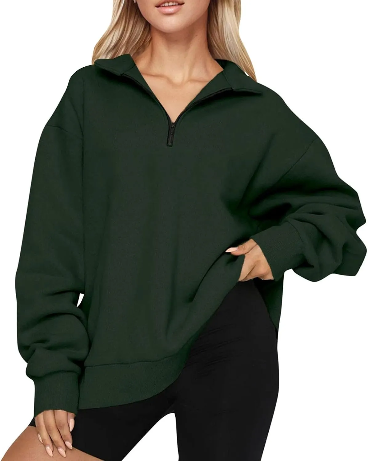 Women'S Sportswear Loose and Comfortable Casual Loose Half Zipper Long Sleeved Sweatshirt