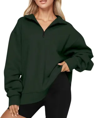 Women'S Sportswear Loose and Comfortable Casual Loose Half Zipper Long Sleeved Sweatshirt