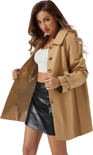 Women's Trench Coat Breasted Classic Lapel Overcoat Outerwear Coat Spring and Autumn loose Casual coat
