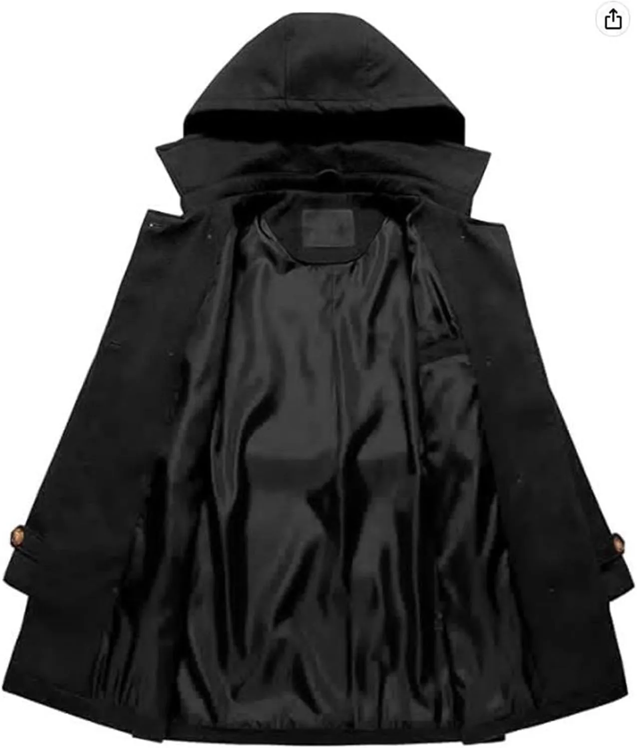 Womens Trench Coat, Mid Length Trendy Knit Coats Winter Windbreaker Hooded Outerwear Classic Lapel Overcoat