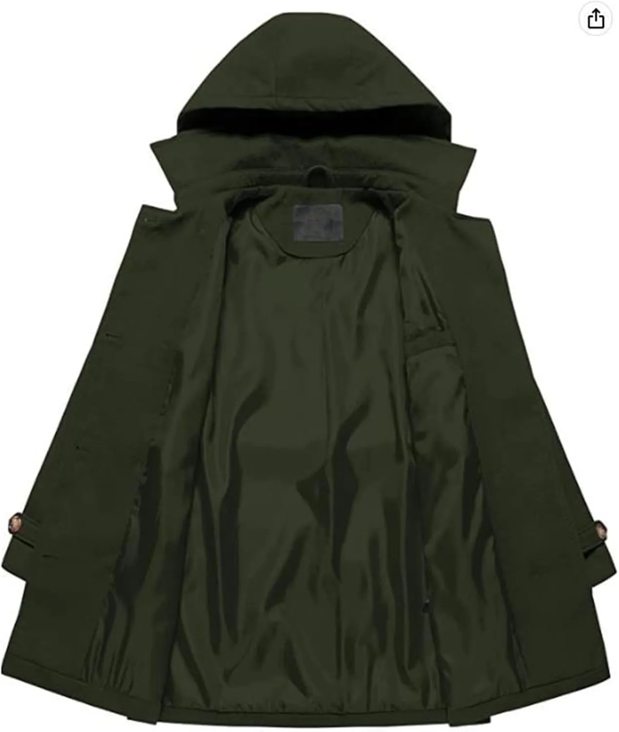 Womens Trench Coat, Mid Length Trendy Knit Coats Winter Windbreaker Hooded Outerwear Classic Lapel Overcoat