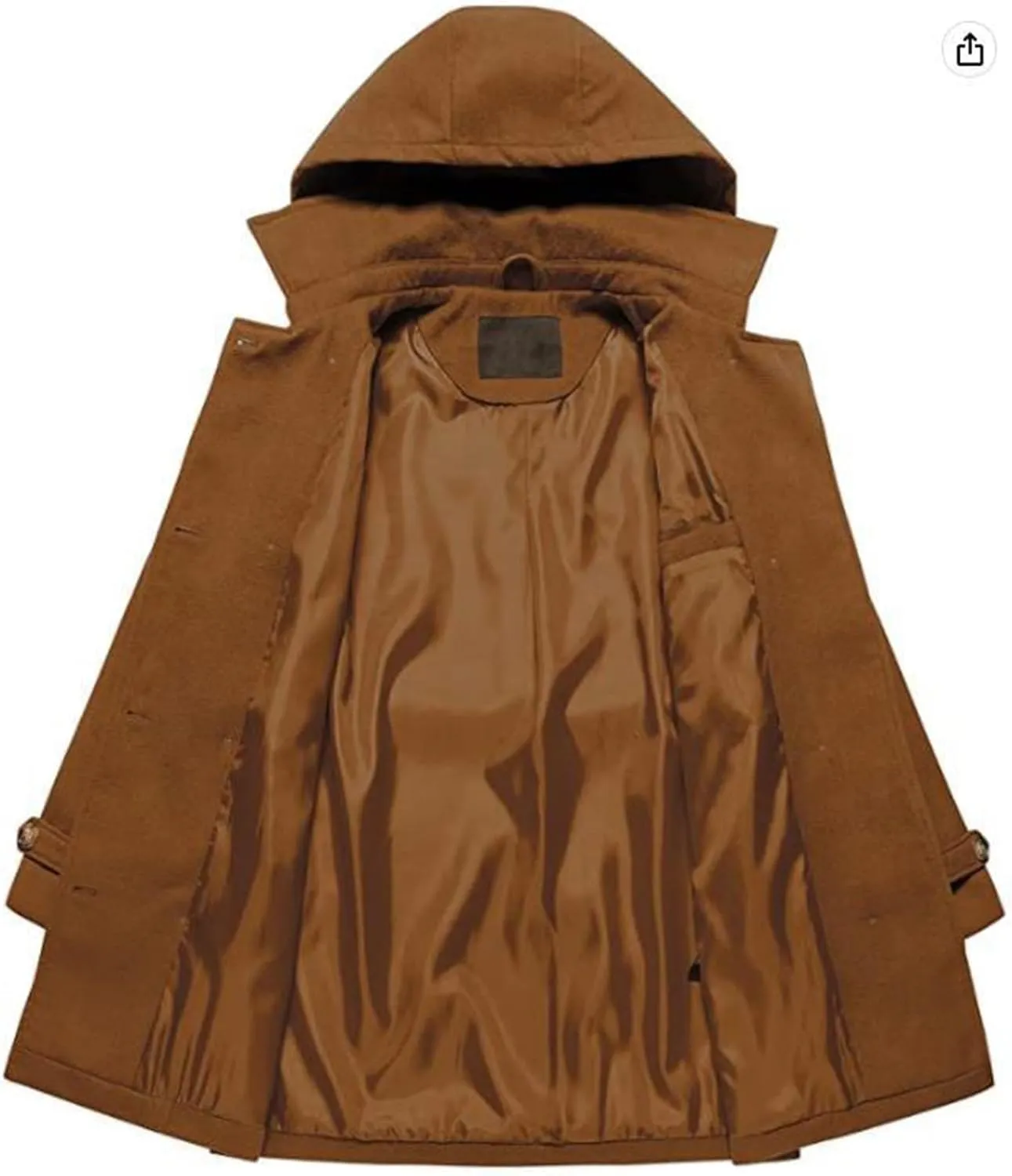 Womens Trench Coat, Mid Length Trendy Knit Coats Winter Windbreaker Hooded Outerwear Classic Lapel Overcoat