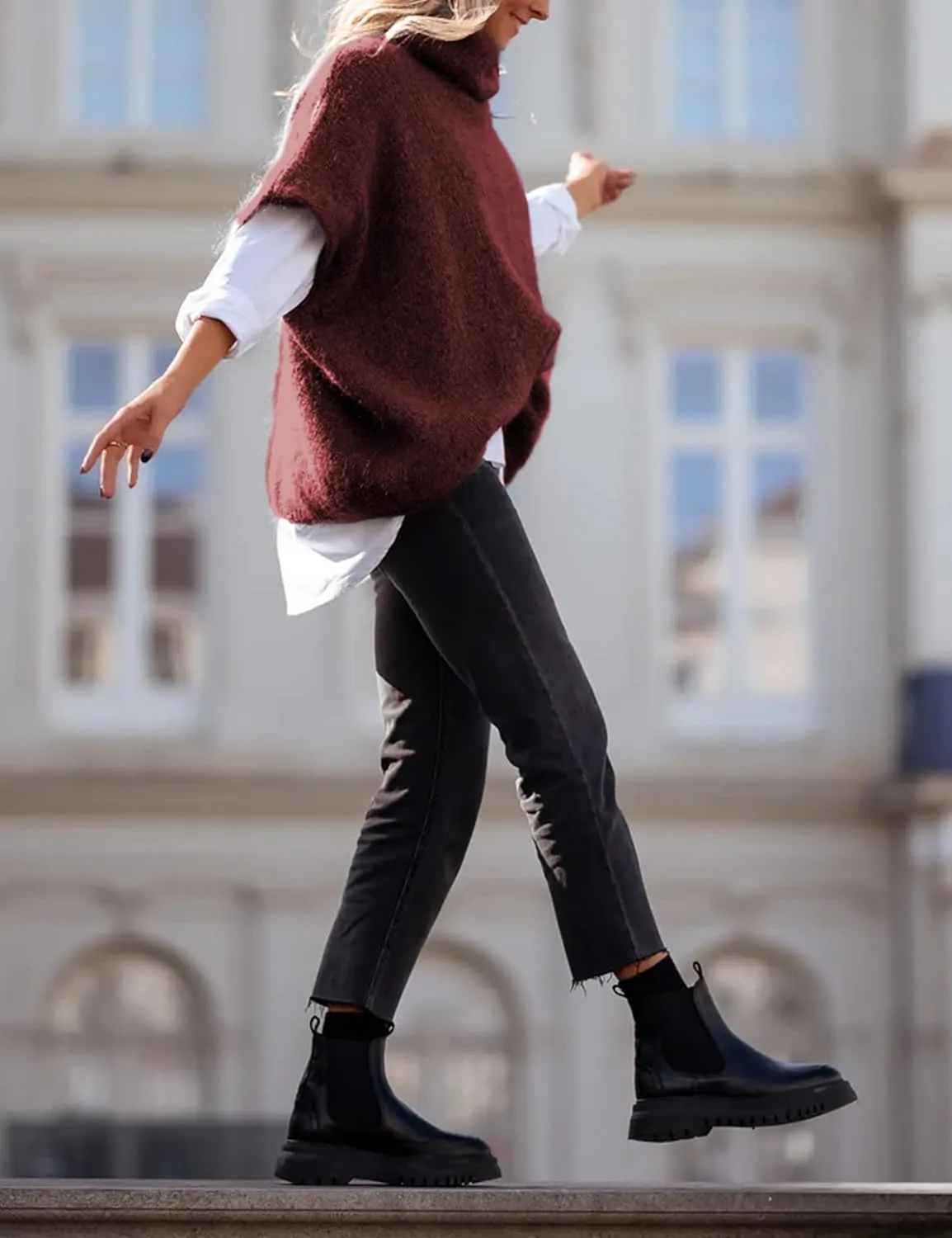 Womens Turtleneck Short Batwing Sleeve Sweater Knitted Oversized Chunky Dolman Tops