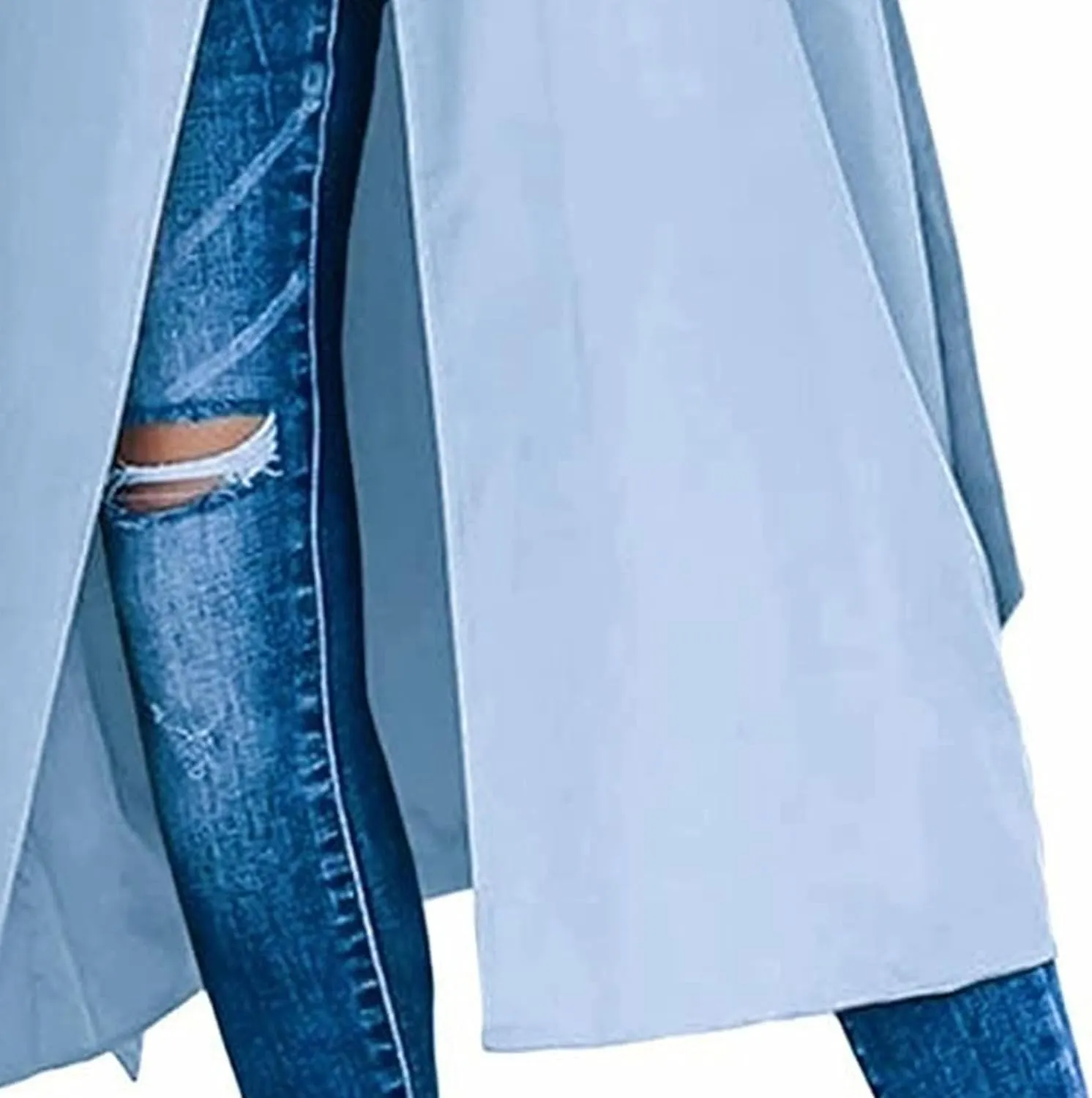 Women's Windproof Trench Coat Notched Lapel Double Breasted Long Overcoat Casual Fall Winter Windbreaker Outerwear