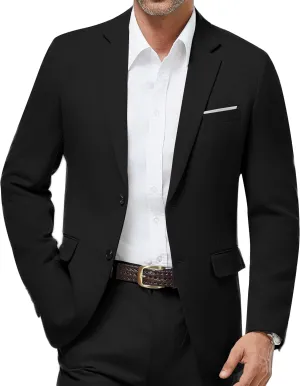 WULFUL Mens Casual Blazer Suit Jackets Slim Fit Two Button Sport Coats Lightweight Business Jacket Black