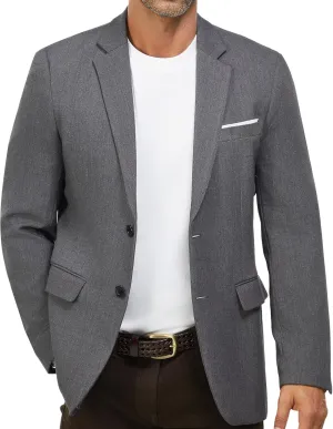 WULFUL Mens Casual Blazer Suit Jackets Slim Fit Two Button Sport Coats Lightweight Business Jacket Deep Grey