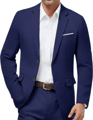 WULFUL Mens Casual Blazer Suit Jackets Slim Fit Two Button Sport Coats Lightweight Business Jacket Navy