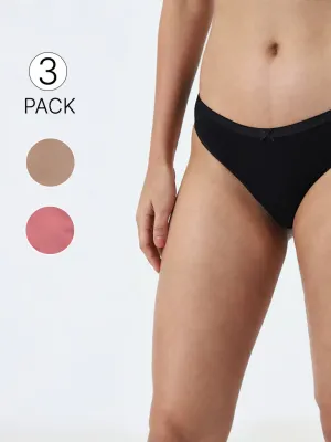 Wunderlove Light Taupe Cotton-Blend Briefs - Pack of 3