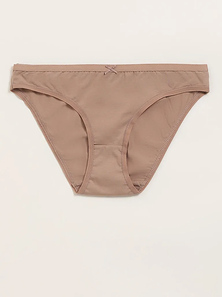 Wunderlove Light Taupe Cotton-Blend Briefs - Pack of 3