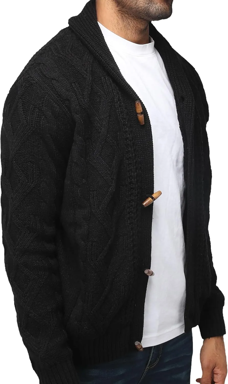 X RAY Mens Cardigan Sweater, Shawl Collar Cable Knit Button Down Cardigan Sweaters for Men Sweaters for Men Big and Tall