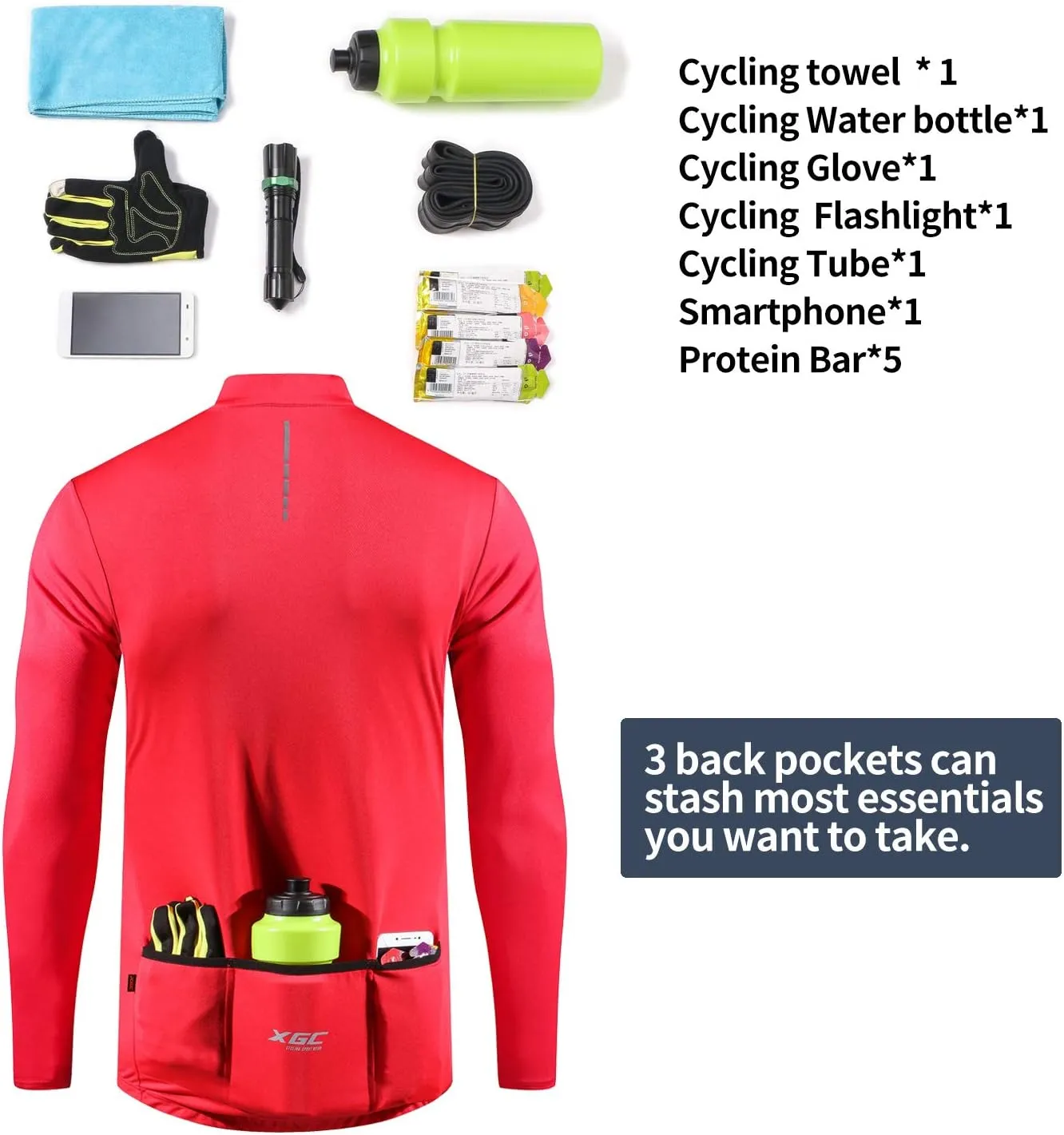 XGC Men's Short/Long Sleeve Cycling Jersey Bike Jerseys Cycle Biking Shirt with Quick Dry Breathable Fabric