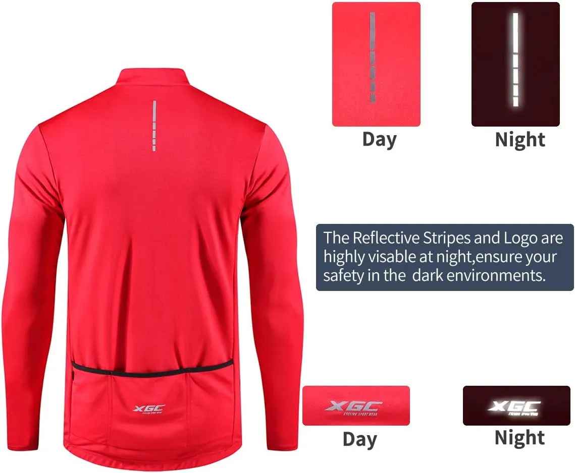 XGC Men's Short/Long Sleeve Cycling Jersey Bike Jerseys Cycle Biking Shirt with Quick Dry Breathable Fabric