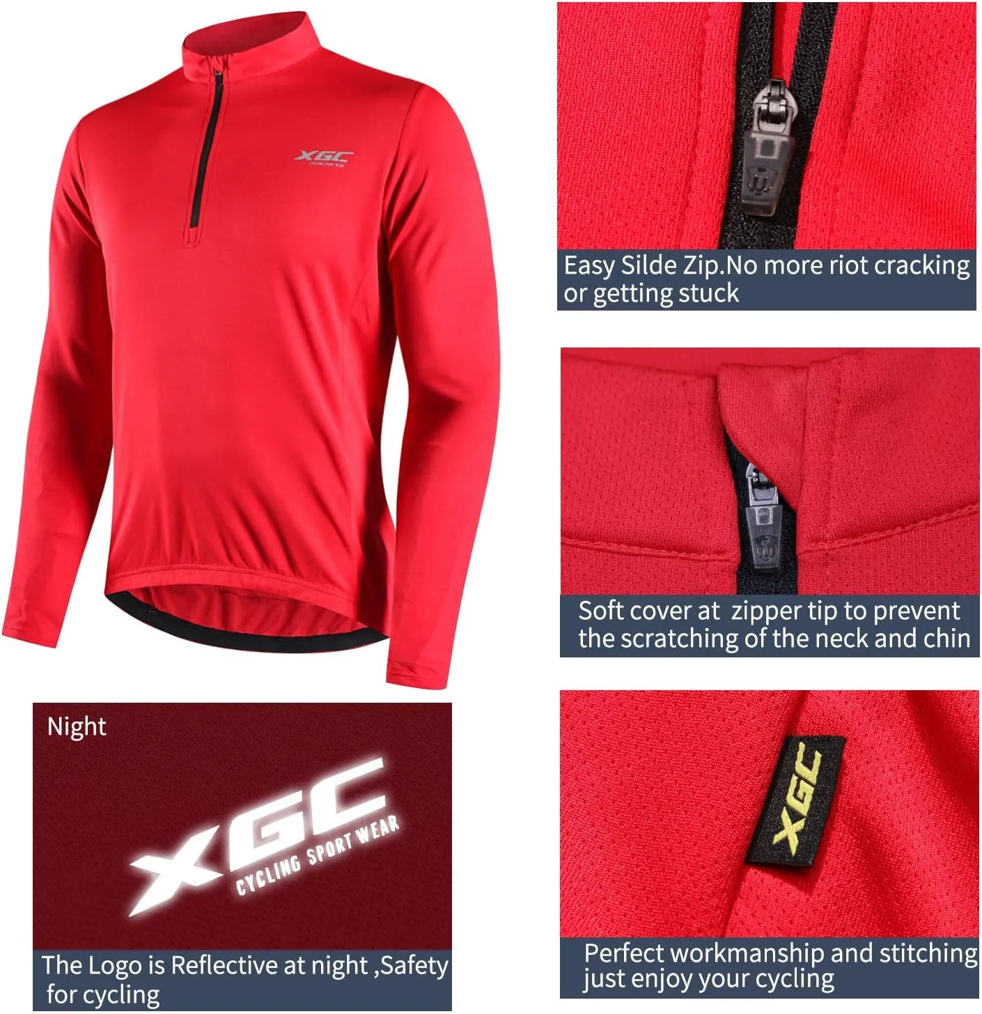 XGC Men's Short/Long Sleeve Cycling Jersey Bike Jerseys Cycle Biking Shirt with Quick Dry Breathable Fabric