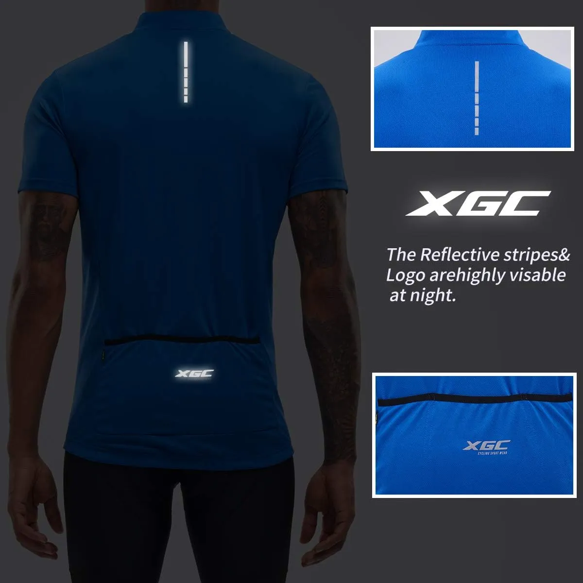 XGC Men's Short/Long Sleeve Cycling Jersey Bike Jerseys Cycle Biking Shirt with Quick Dry Breathable Fabric