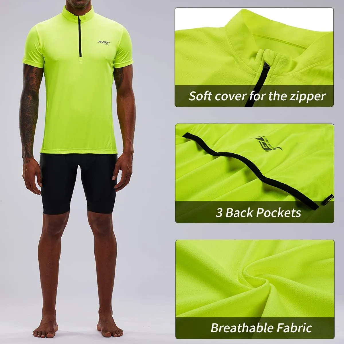 XGC Men's Short/Long Sleeve Cycling Jersey Bike Jerseys Cycle Biking Shirt with Quick Dry Breathable Fabric