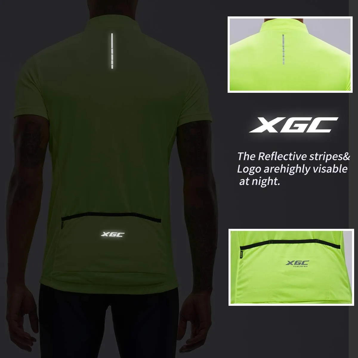 XGC Men's Short/Long Sleeve Cycling Jersey Bike Jerseys Cycle Biking Shirt with Quick Dry Breathable Fabric