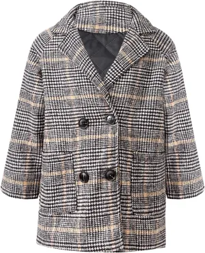YiZYiF Boys Wool Coat Notched Collar Double Breasted Jacket Trench Coat