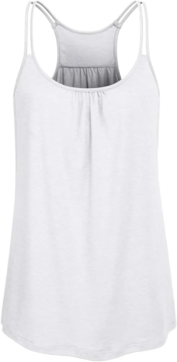 YOFIBARNT Yoga Tops for Women Loose fit Sleeveless Racerback Tank Tops Lightweight Double Spaghetti Strap Workout Camisole