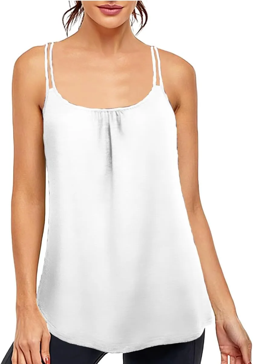 YOFIBARNT Yoga Tops for Women Loose fit Sleeveless Racerback Tank Tops Lightweight Double Spaghetti Strap Workout Camisole