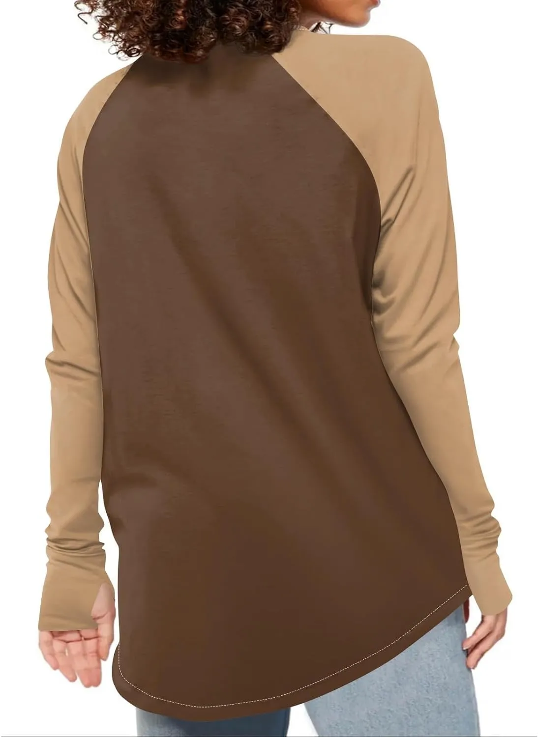 ZDRZK Oversized Sweatshirt For Women Color Block Long Sleeve Thumb Hole Pullover Tops Crewneck Casual Lightweight Shirts