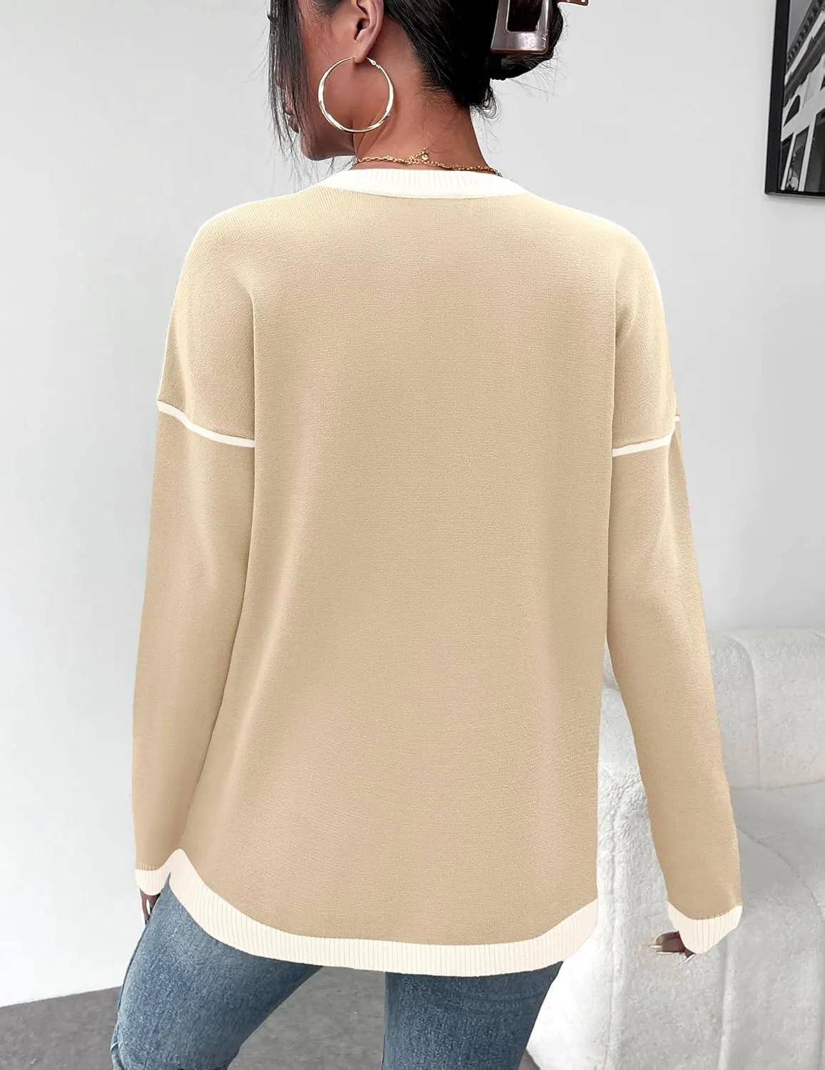 Zeagoo Sweaters for Women Fall Outfits Trendy 2024 Long Sleeve Crew Neck Knit Pullover Sweater Tops
