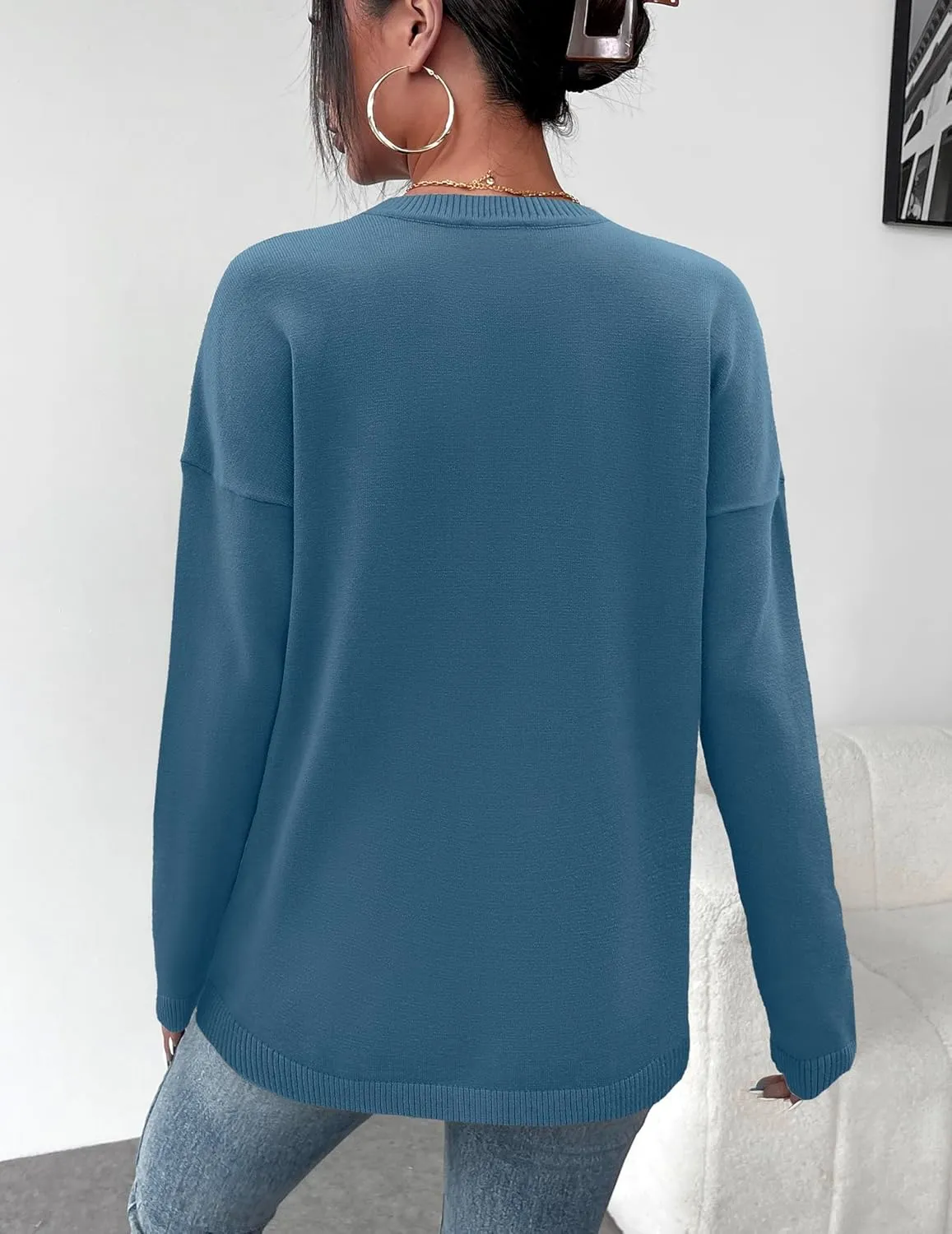 Zeagoo Sweaters for Women Fall Outfits Trendy 2024 Long Sleeve Crew Neck Knit Pullover Sweater Tops