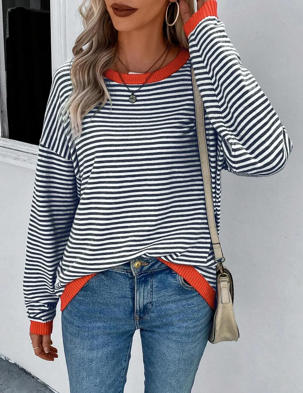 Zeagoo Sweaters for Women Fall Outfits Trendy 2024 Long Sleeve Crew Neck Knit Pullover Sweater Tops
