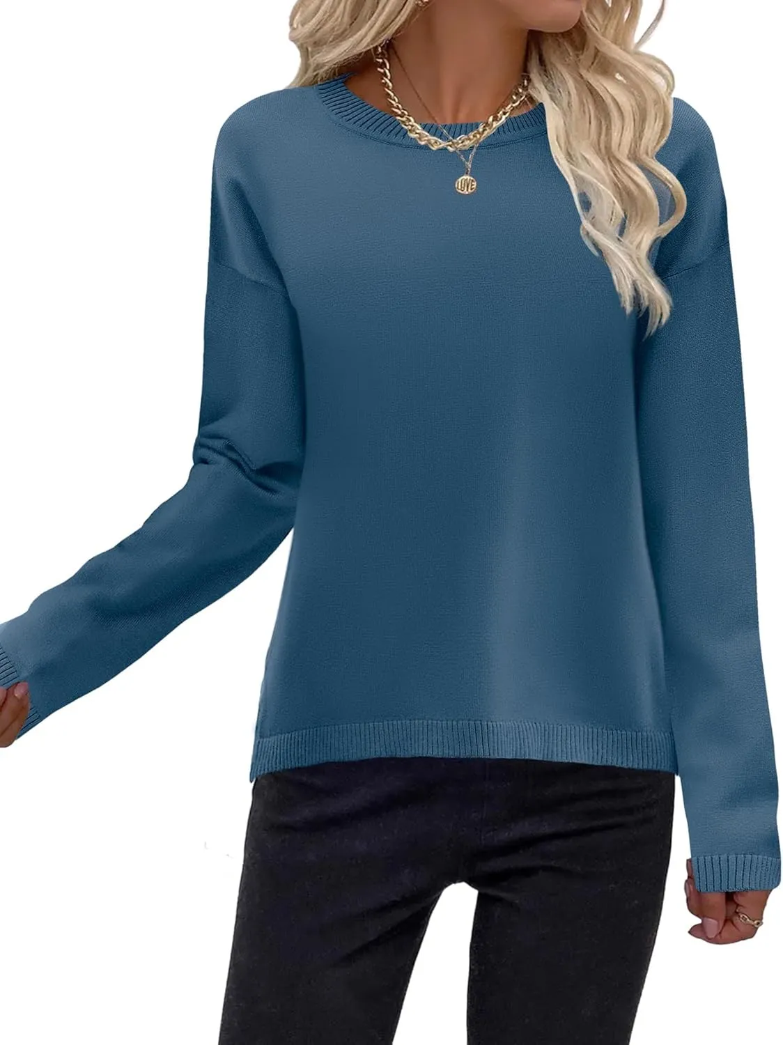 Zeagoo Sweaters for Women Fall Outfits Trendy 2024 Long Sleeve Crew Neck Knit Pullover Sweater Tops