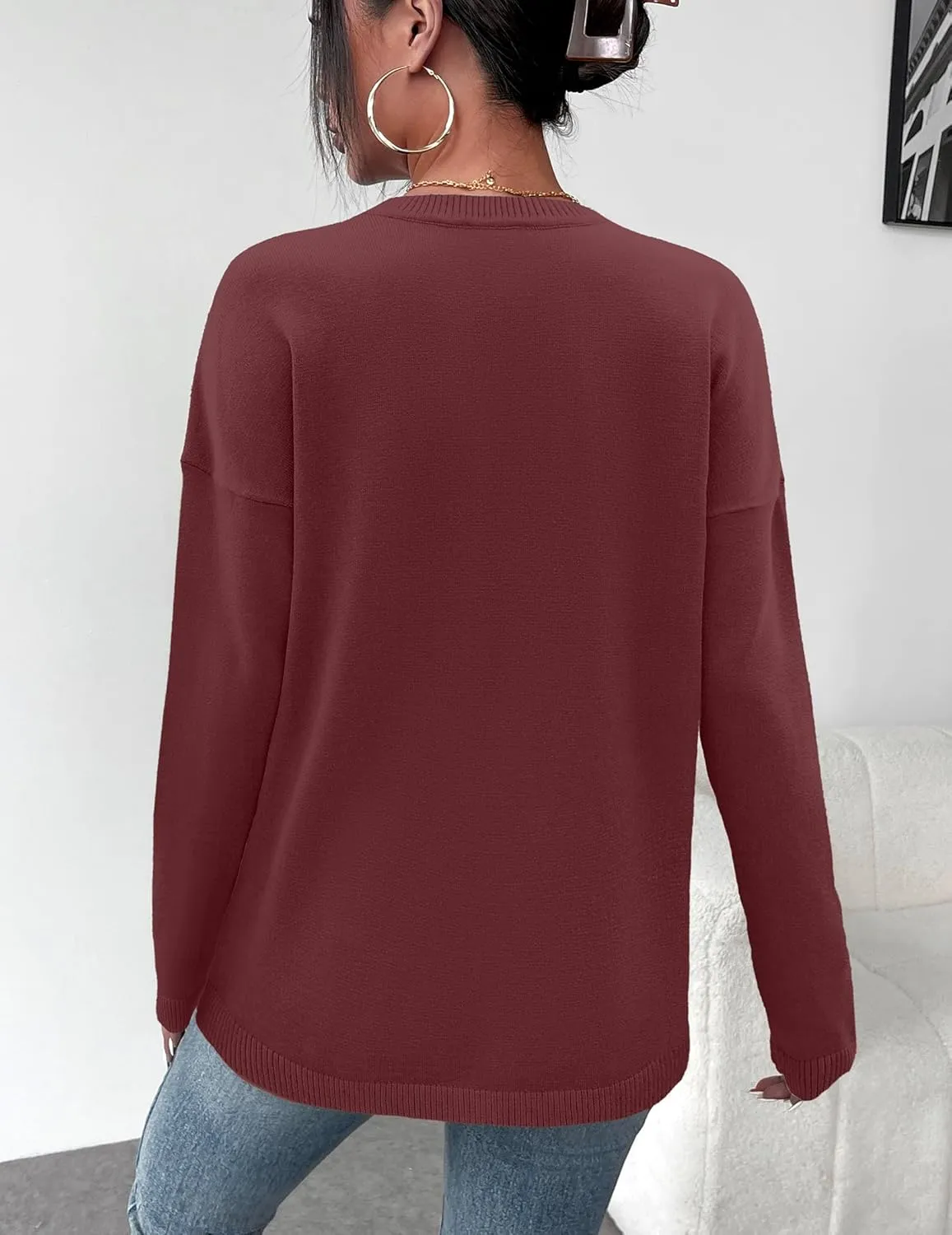 Zeagoo Sweaters for Women Fall Outfits Trendy 2024 Long Sleeve Crew Neck Knit Pullover Sweater Tops