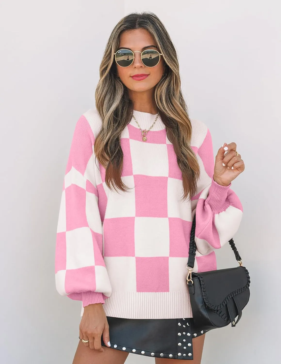 ZESICA Women's Casual Turtleneck Long Lantern Sleeve Oversized Ribbed Knit Pullover Sweater Jumper Top