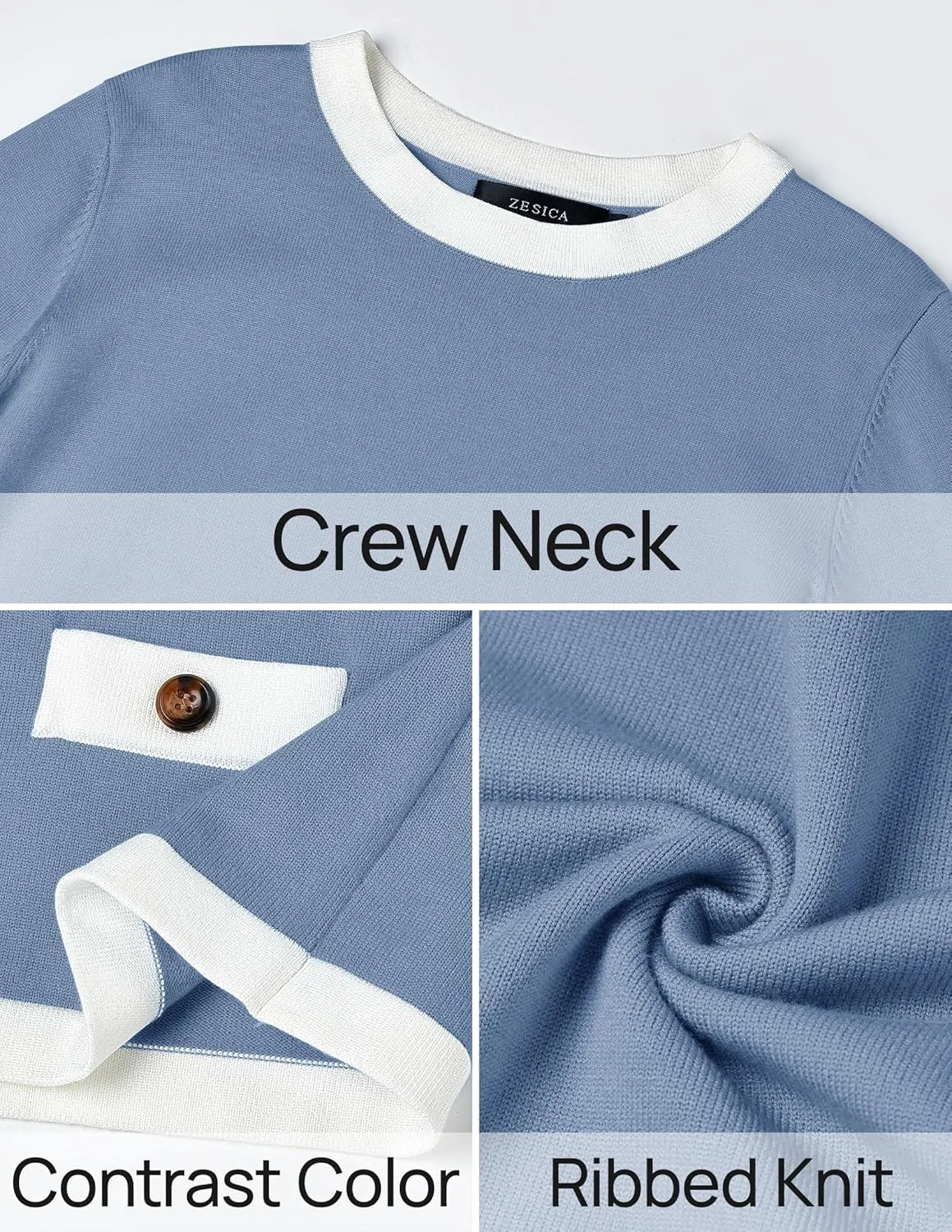 ZESICA Women's Fall Sweaters 2025 Long Sleeve Crewneck Knit Color Block Lightweight Pullover Tops Clothes