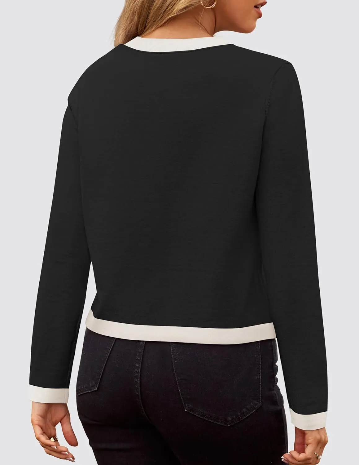 ZESICA Women's Fall Sweaters 2025 Long Sleeve Crewneck Knit Color Block Lightweight Pullover Tops Clothes