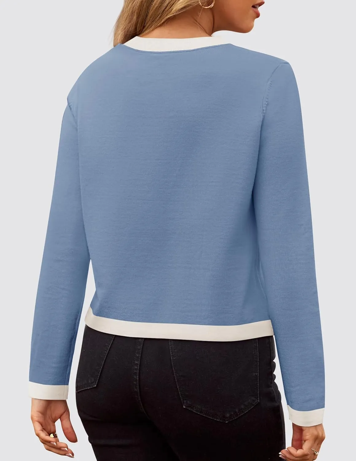 ZESICA Women's Fall Sweaters 2025 Long Sleeve Crewneck Knit Color Block Lightweight Pullover Tops Clothes