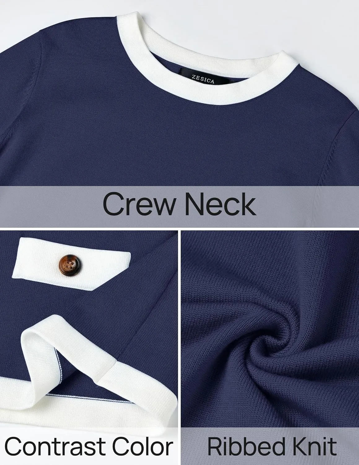 ZESICA Women's Fall Sweaters 2025 Long Sleeve Crewneck Knit Color Block Lightweight Pullover Tops Clothes