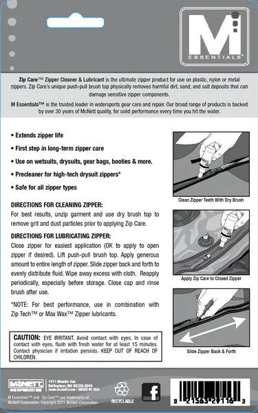 Zip Care Liquid Zipper Cleaner & Lubricant
