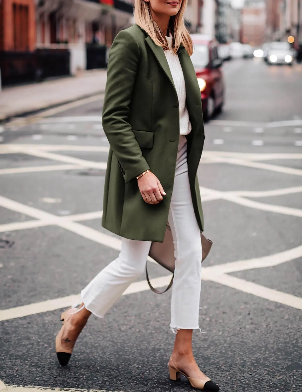 Zwurew Women's Notched Lapel Collar Single Breasted Pea Coats Winter Wool Blend Overcoat Long Jackets
